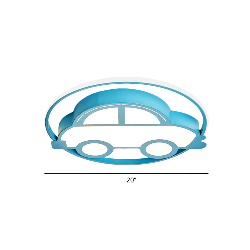 Dessin à LED Flush Ceiling Light Blue Car / Elephant / Violin Flush à cheval avec Acrylique Shade for Nursery