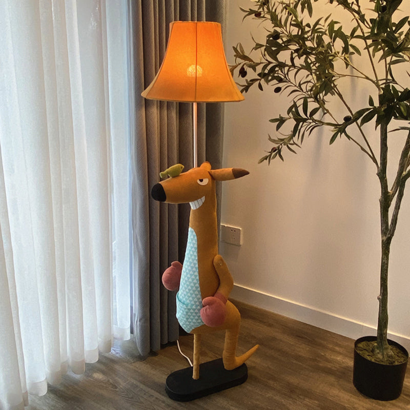 Bambini Angry Kangaroo Pavimento in tessuto leggero per bambini Single Room Lampade con ombra in marrone