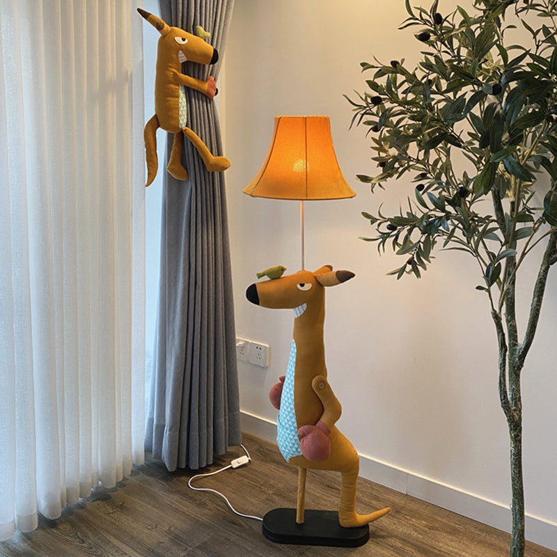 Bambini Angry Kangaroo Pavimento in tessuto leggero per bambini Single Room Lampade con ombra in marrone