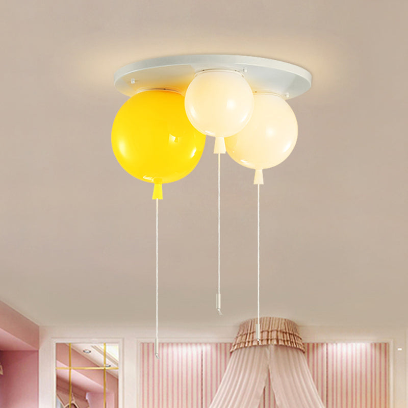 Acrylic Balloon Ceiling Mounted Fixture Kids 3/5 Heads White Flush Mount Lighting for Nursery