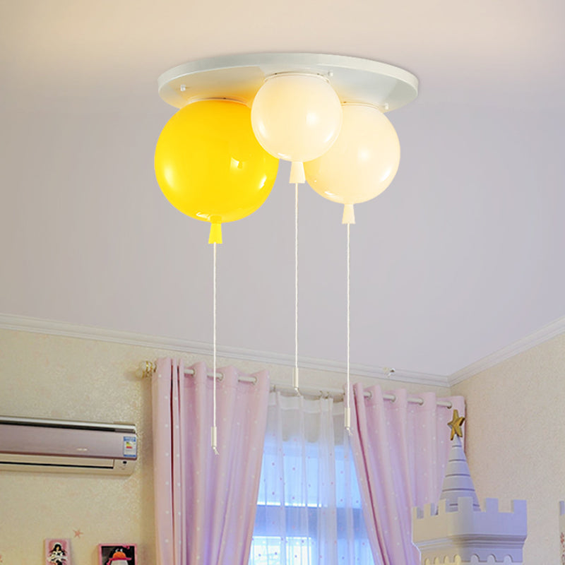 Acrylique Balloon Ceiling Mounted Fixture Kids 3/5 Heads White Flush Mount Lighting for Nursery