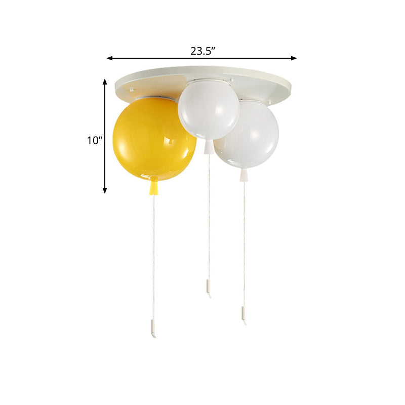 Acrylique Balloon Ceiling Mounted Fixture Kids 3/5 Heads White Flush Mount Lighting for Nursery