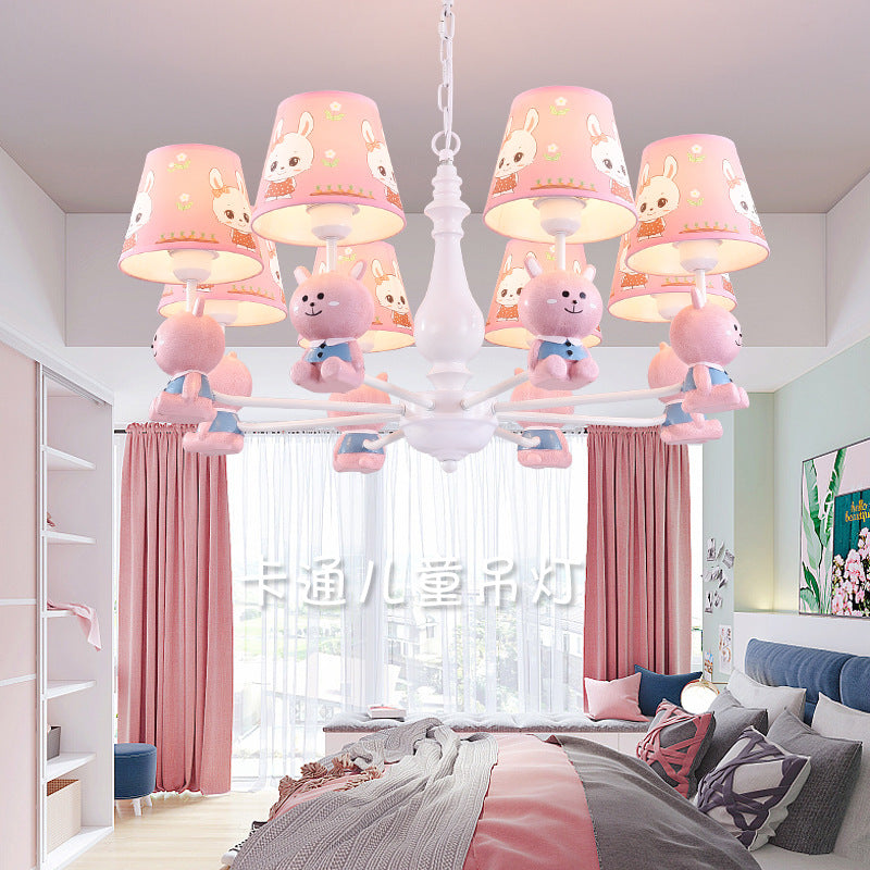 Mädchen Schlafzimmer Hase hängende Leuchten Metall tierrosa Pendelleuchte mit Stoffschatten