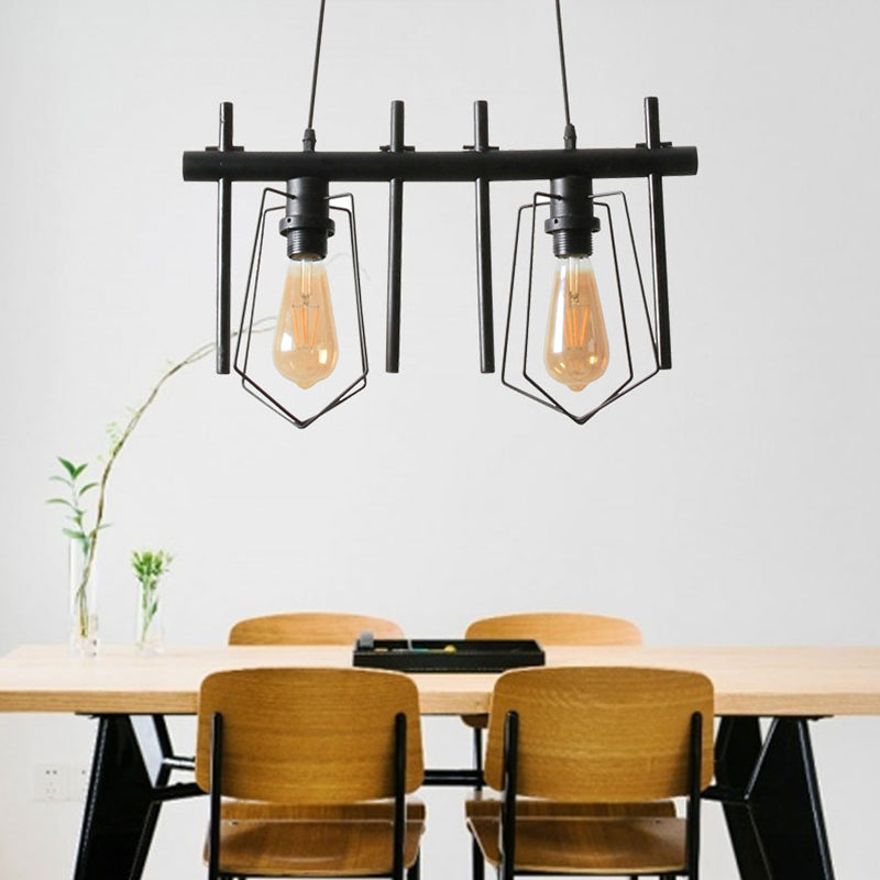 1/2/3-Bulb-Käfig-Anhänger Leicht Vintage Stylish Black Metall Hanging Leuchte mit Kabel zum Esstisch