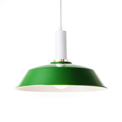 Light Green/Dark Green Barn Suspended Light Modernist Style Metallic 1 Light Living Room Hanging Lamp