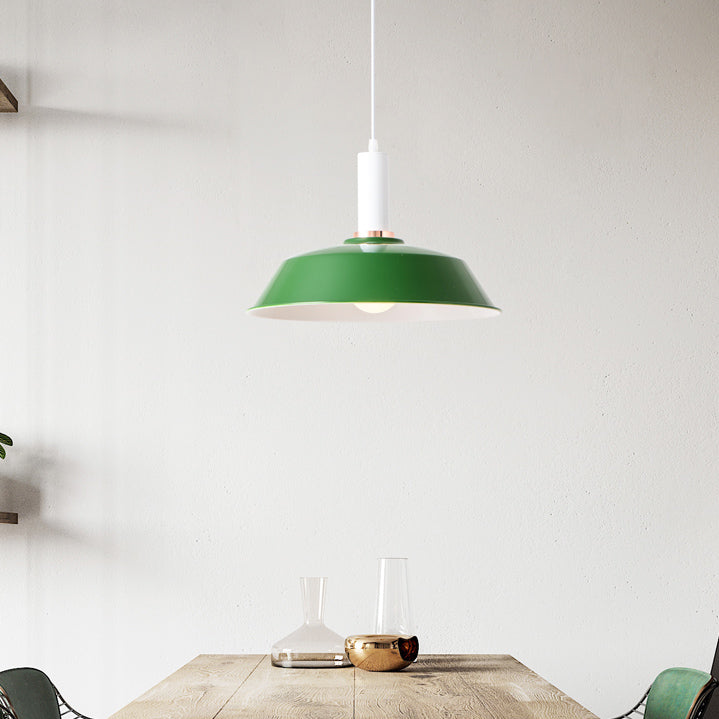 Light Green/Dark Green Barn Suspended Light Modernist Style Metallic 1 Light Living Room Hanging Lamp