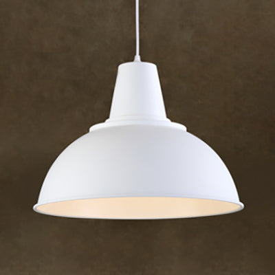 1 Light Ceiling Pendant Industrial Domed Aluminum Hanging Light in Black/White for Living Room