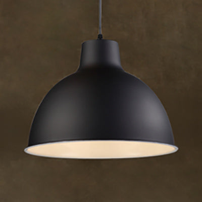 Aluminum Dome Hanging Light Industrial 1 Head Dining Room Suspension Lamp in Black/White