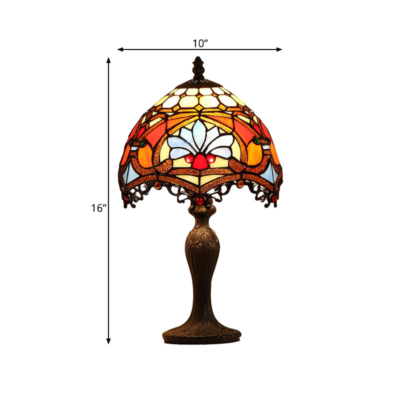 1 Head Living Room Table Light Tiffany Dark Brown Night Lamp with Painted Parrot Cut Glass Shade