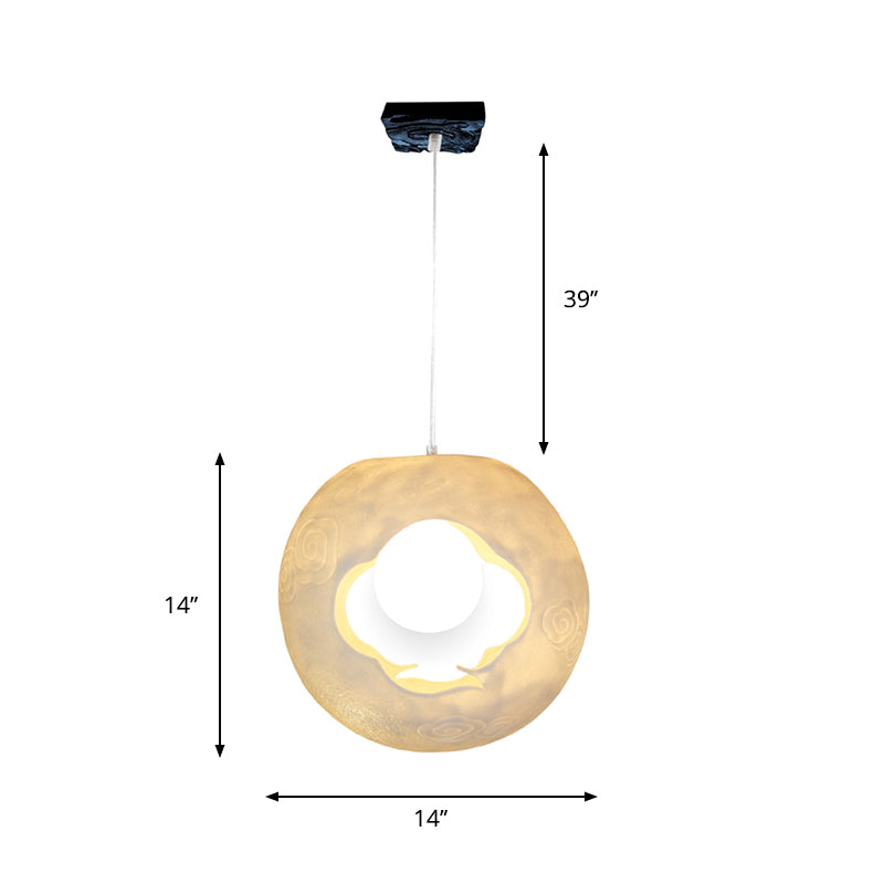 1 bulbo Kit de lámpara colgante de dormitorio Moderno Péndulo White Light con sombra de resina de bola láser