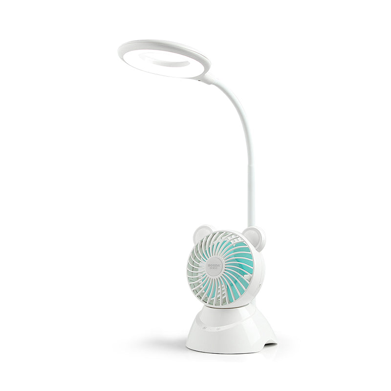 Halo Anello LED flessibile LED Light Light Macaron Plastic Kids Room Desk lampada con mini ventilatore in bianco