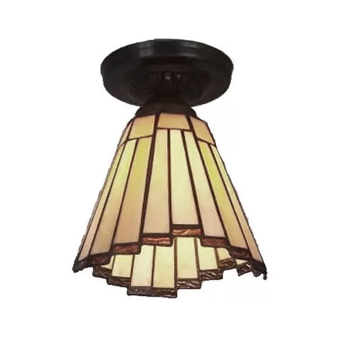 Plafond de vitrail, Mini Coolie Semi Flush Mount Light for Hallway Tiffany Style, H8 "X D6"