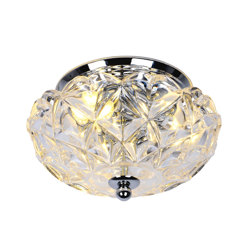 Lattice Crystal Scalloped Mini Flushmount Simple 2-Head Loft House Flush Mounted Ceiling Light in Chrome