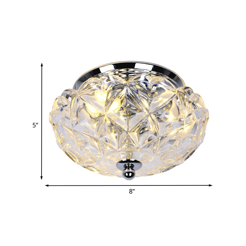 Lattice Crystal Scalloped Mini Flushmount Simple 2-Head Loft House Flush Mounted Ceiling Light in Chrome