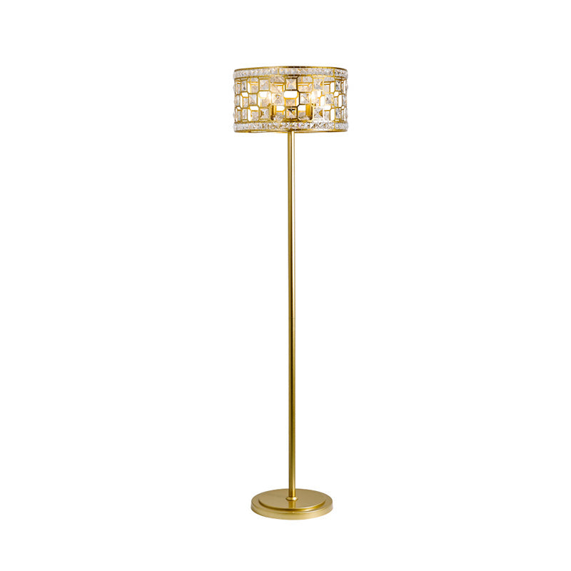 Gold Drum Cutouts Floor Light Traditional Crystal Single Lounge Standing Floor Lamp