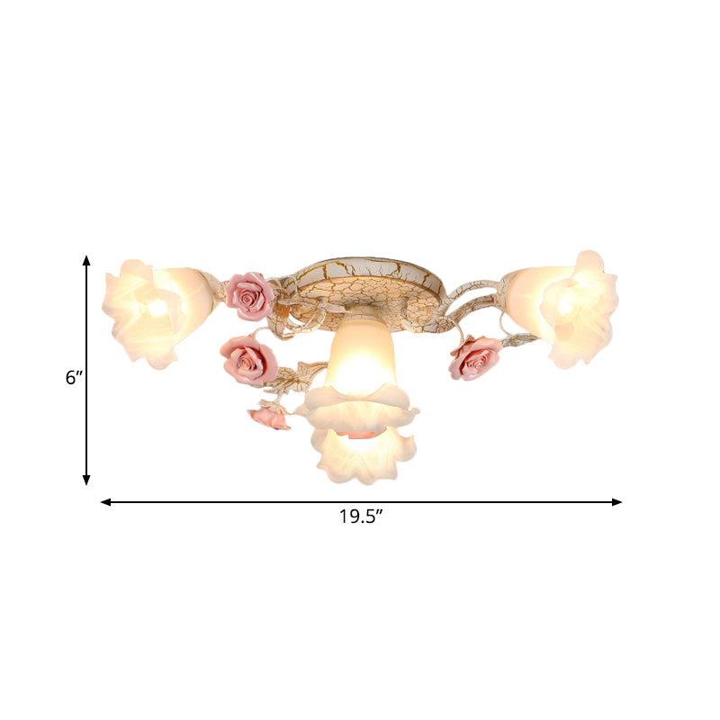 Roze 4/6 koppen semi -spoeling mount American bloem melkglas ochtend glorie plafond verlichtingsarmatuur