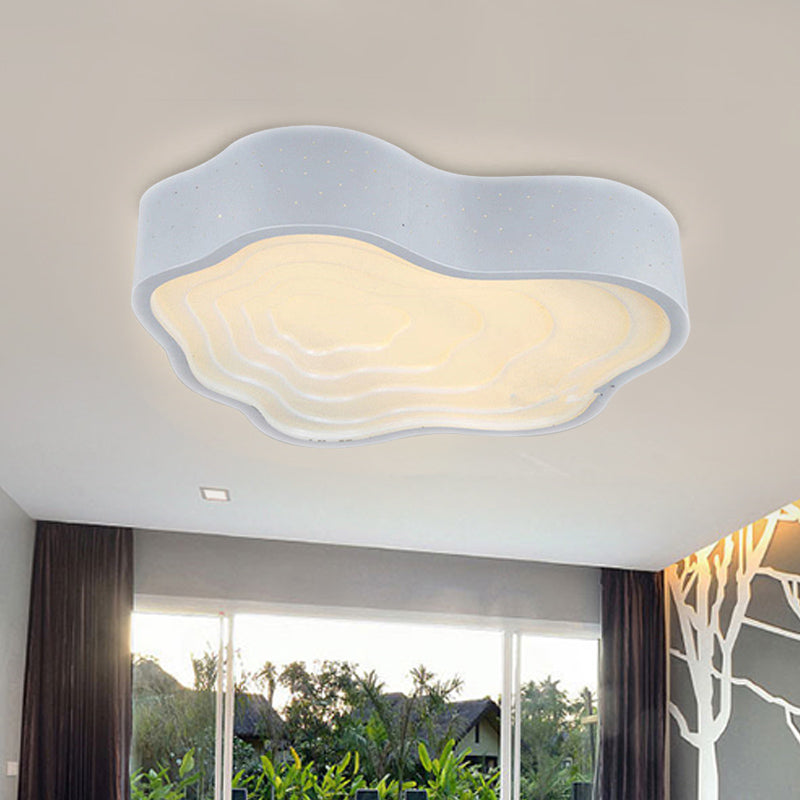 Cloud Shape Metal Ceiling Mounted Fixture Modern LED White Flush Lighting in Warm/White Light for Bedroom