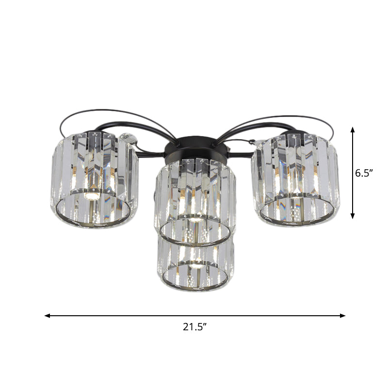 Colonne moderniste à chasse d'eau Lumière 4/6 Bulbes Clear Crystal Block Flushmount Éclairage pour la chambre