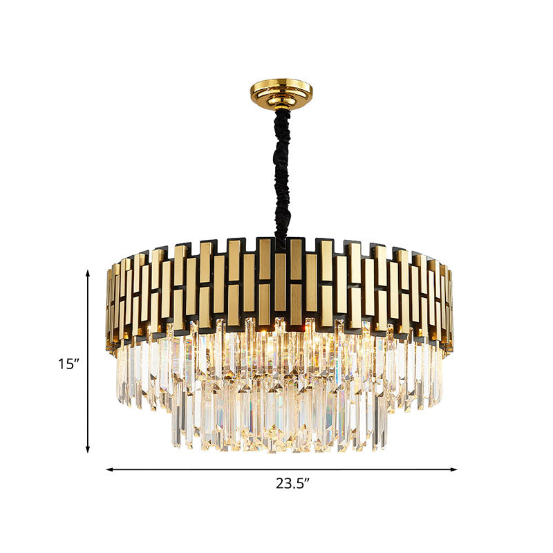 Crystal Gold Chandelier Lighting Layered 8 Lights Contemporary Hanging Light Fixture for Kitchen