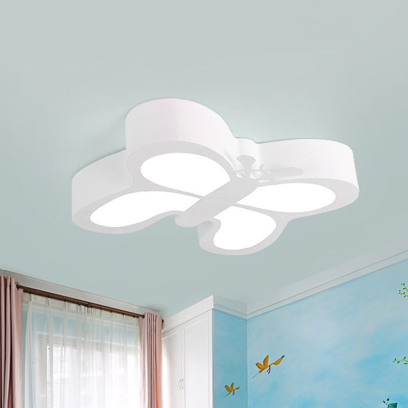 White/Yellow Butterfly Flush Light Macaron Acrylic LED Ceiling Flush Mount for Kindergarten