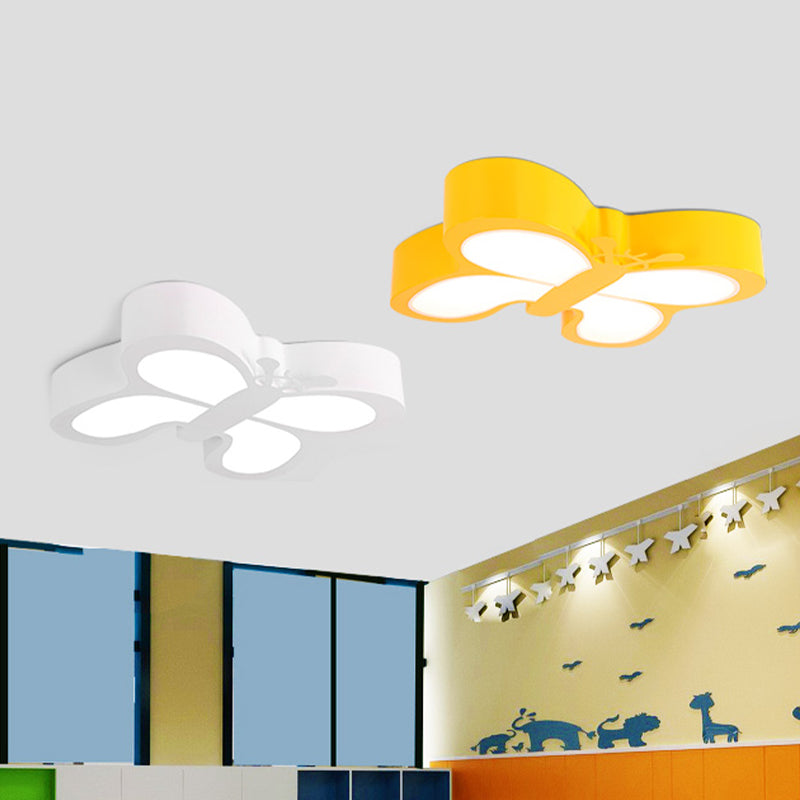 Weißer/gelber Schmetterling Flush Light Acaron Acryl -LED -Decke Flush -Berg für Kindergarten