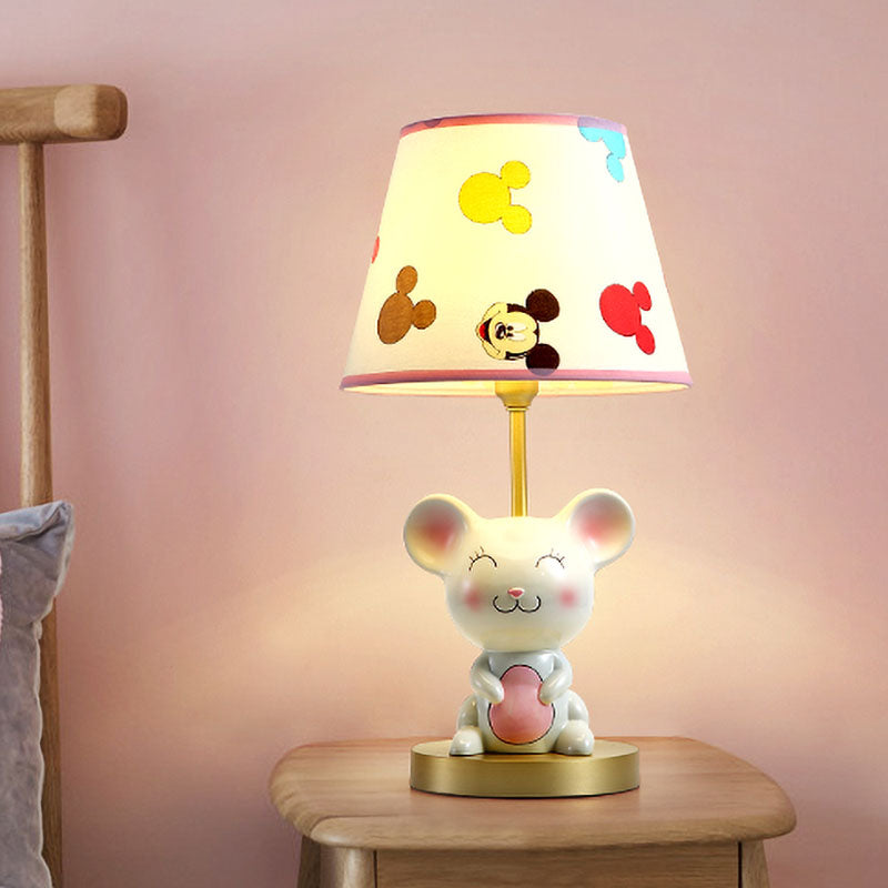 Kinder lächeln Maus Nachtlampe Harz 1 Lampenkinderzimmer Tischleuchte mit Stofffarben in Rosa/Blau