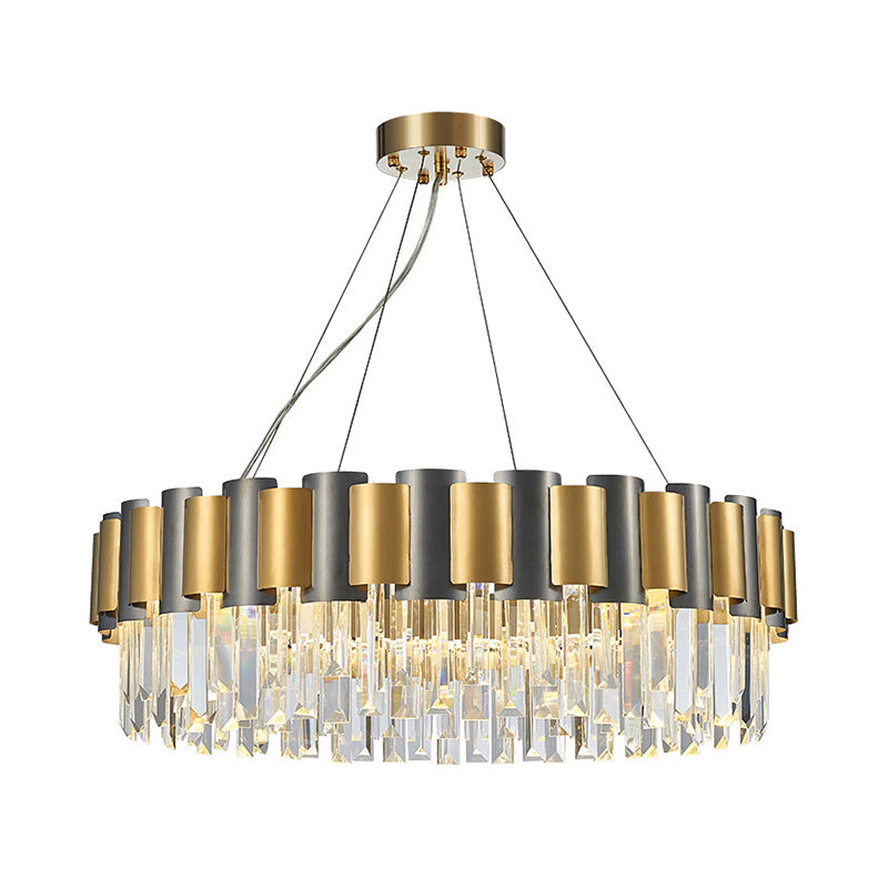 Chandelier ronde Chandelier Postmoderne Crystal Crystal 8 Bulbes Black and Gold Pendant