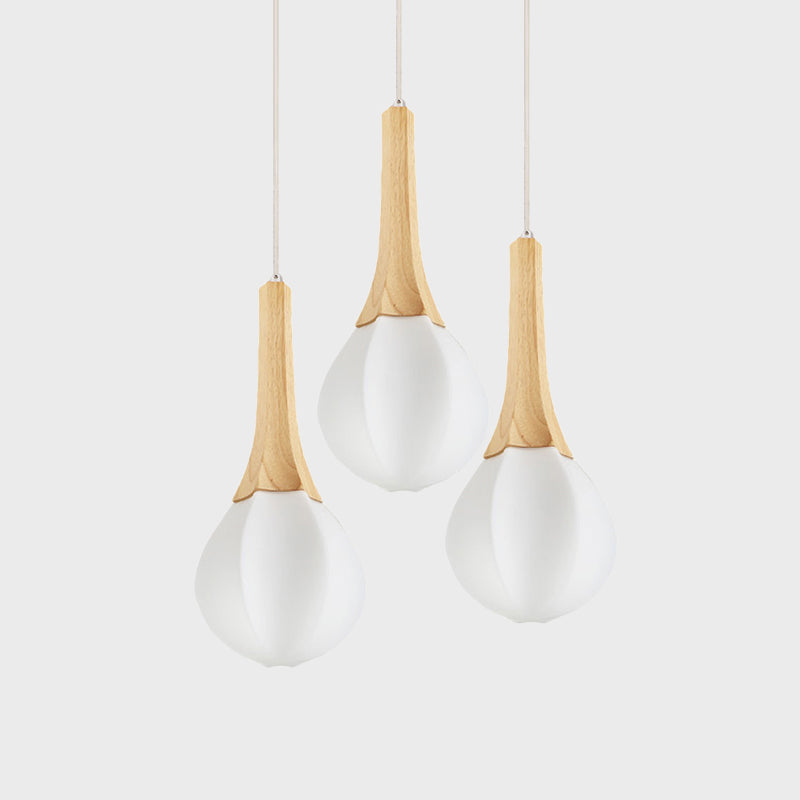 Forme de crème glacée Multi Light Pendant moderne Verre blanc givré 3 bulbes Bulbes Plafond Plafonnement Aménagement