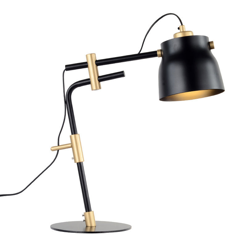 Metal Jar Shaped Night Table Lamp Modernist Single Light Black/Gold Finish Night Light with Balance Arm