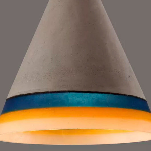 Dark Blue/Light Blue/Orange Conic Pendant Light Antique Style Cement 1 Head Restaurant Hanging Light Fixture