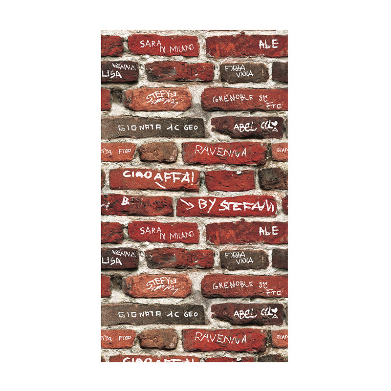 Industrial Bricks Wallpaper with English Words, 20.5-inch x 33-foot Non-Pasted