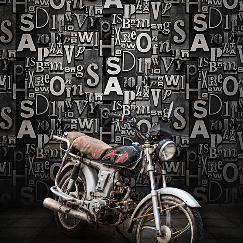 Dark Brown Retro 3D Effect English Letters of Irregular Patterns Wallpaper, Non-Pasted, 20.5 in x 31ft