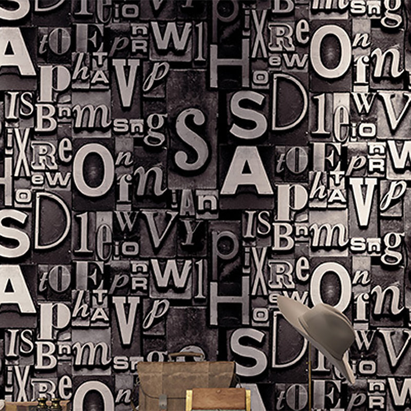 Dark Brown Retro 3D Effect English Letters of Irregular Patterns Wallpaper, Non-Pasted, 20.5 in x 31ft