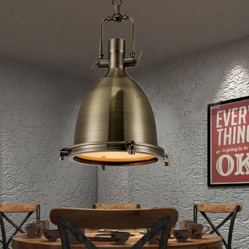 Brackshed Brass Bell Pendant Light Nautical Metallic 1 Heading Dining Salle suspendue plafond plafond avec diffuseur en verre