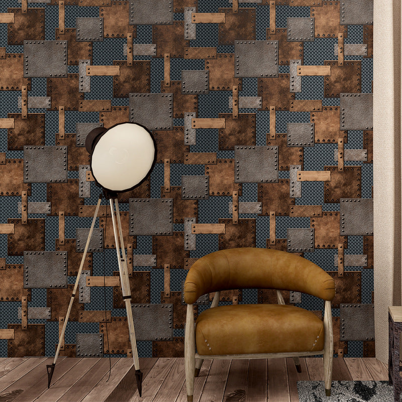 Vinyl 33'L x 20.5"W Nordic Wallpaper Traditional Non-Pasted 3D Rivets and Patches Wallpaper