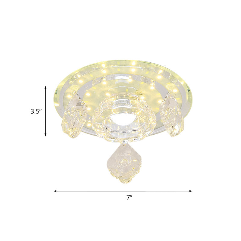 Modernist Ring Ceiling Light Clear Beveled Crystal LED Flush Mount Lighting Fixture for Foyer