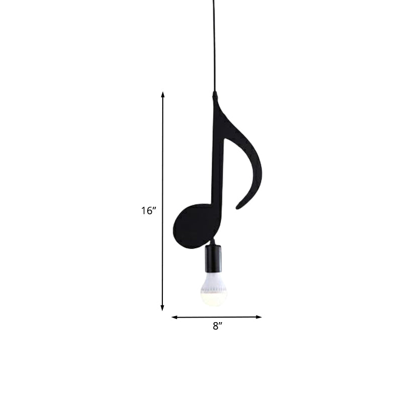 Black Musical Note/Eighth Note Pendant Nordic Style 1-Light Metal Suspended Lighting Fixture for Bedroom