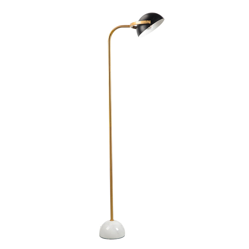 Black Domed Rotatable Standing Light Modern Single Bulb Metallic Handle Floor Lamp