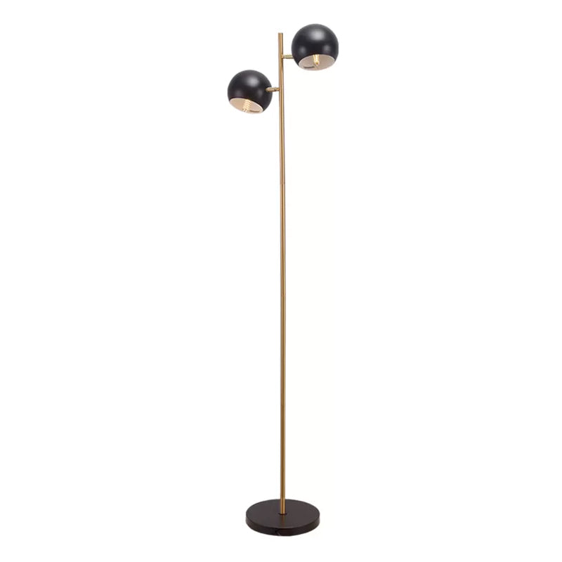 Metallic Globe Shade Floor Lamp Modernist 2-Light Floor Stand Light in Black for Living Room