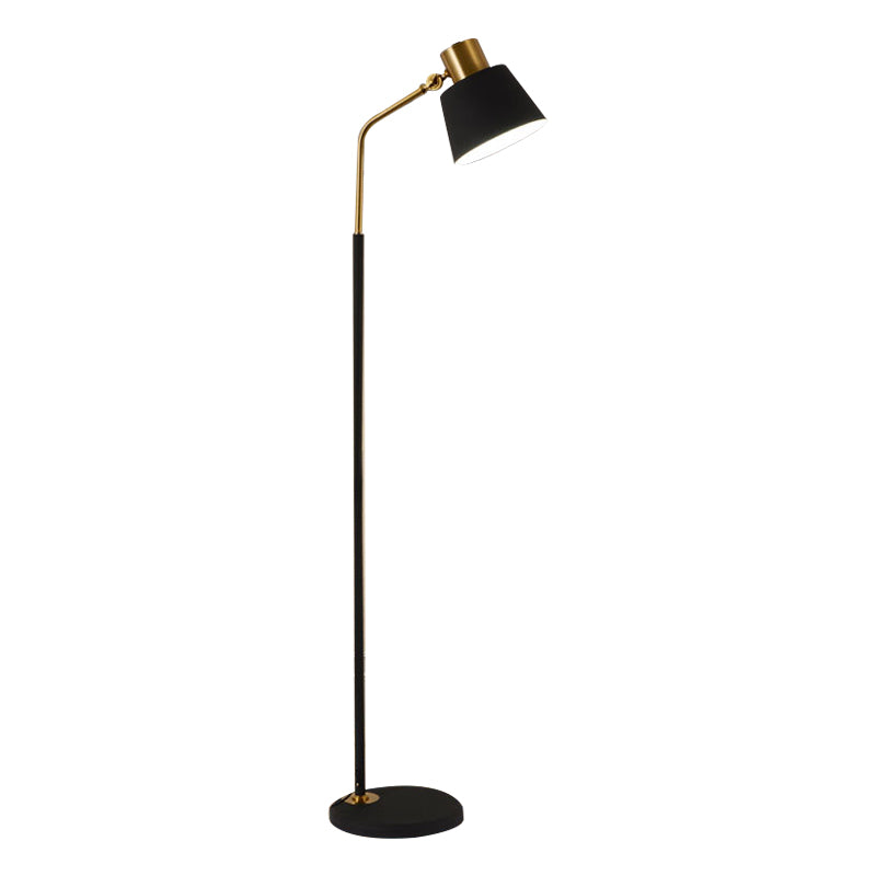 Black Finish Small Barrel Floor Lighting Modernist Single Light Metallic Floor Stand Lamp for Bedroom