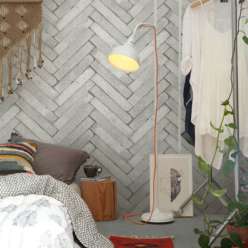 Non-Pasted Wallpaper with Industrial Like Color Brick of Chevron Design, 20.5"W x 31'L