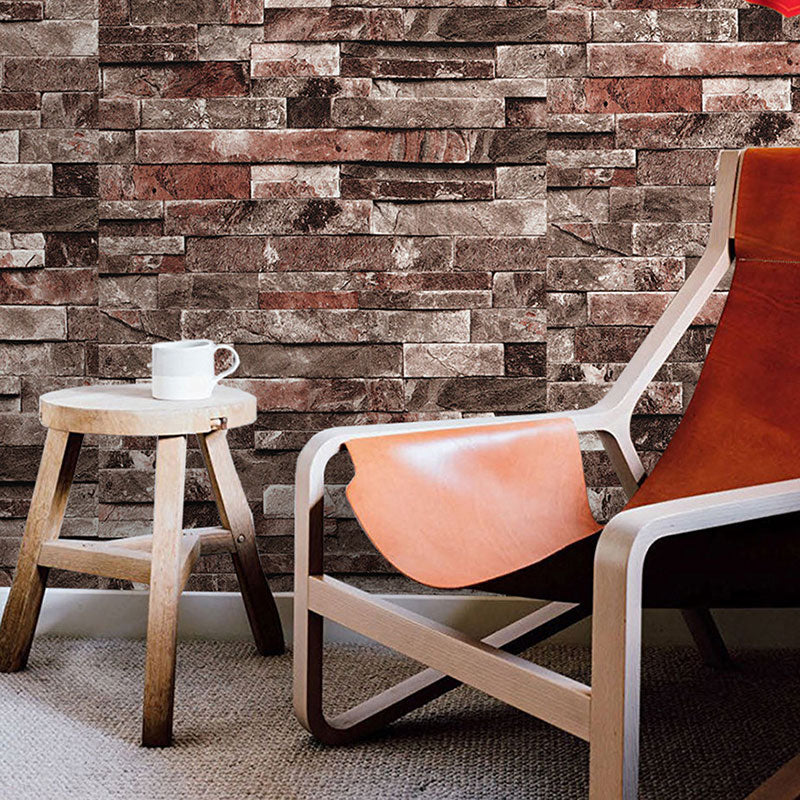 Coffee Shop Wallpaper with Dark Color Brick, 19.5" x 20.5', Easy to Remove