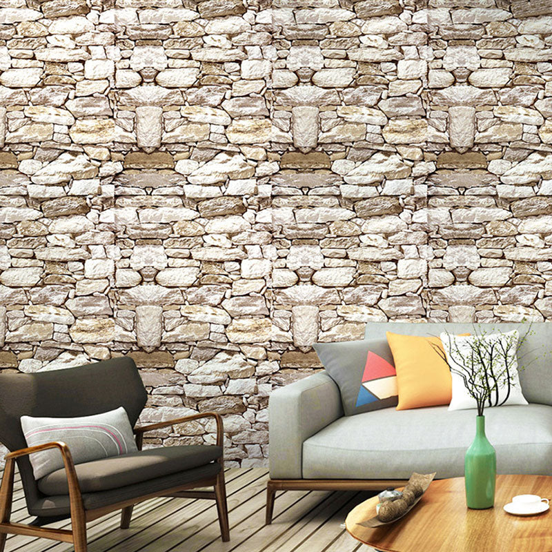 Peel-and-Stick Cobblestone and Rock Wallpaper for Guest Room 17.5-inch x 19.5-foot Retro Wall Decor