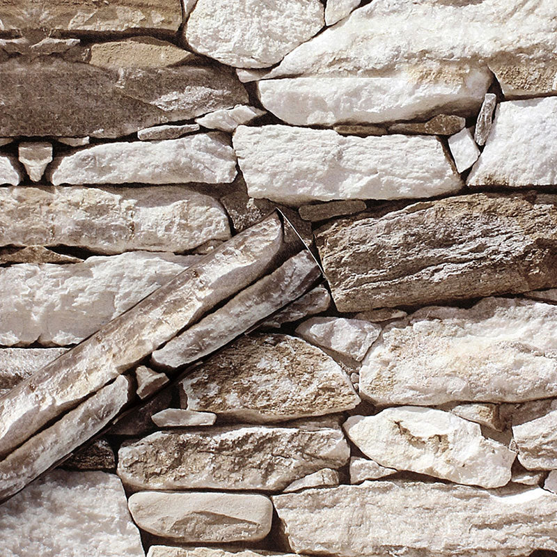 Peel-and-Stick Cobblestone and Rock Wallpaper for Guest Room 17.5-inch x 19.5-foot Retro Wall Decor