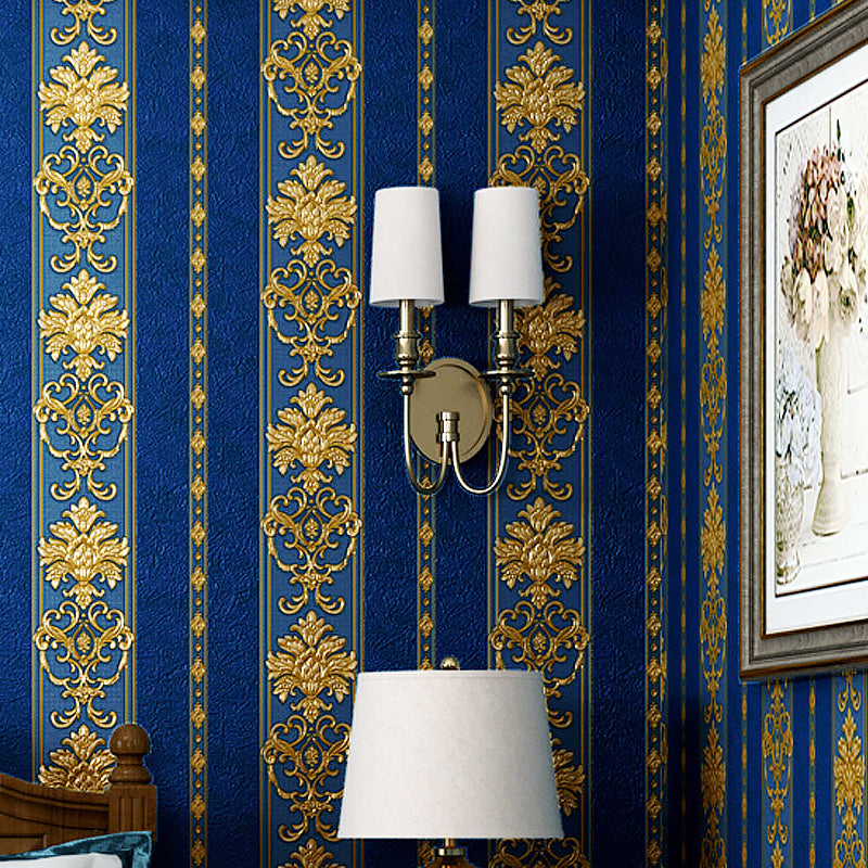 Luxury 3D Floral Pattern Wallpaper Nordic Nostalgic Vertical Stripe Non-Pasted Wall Decor, 20.5"W x 31'L