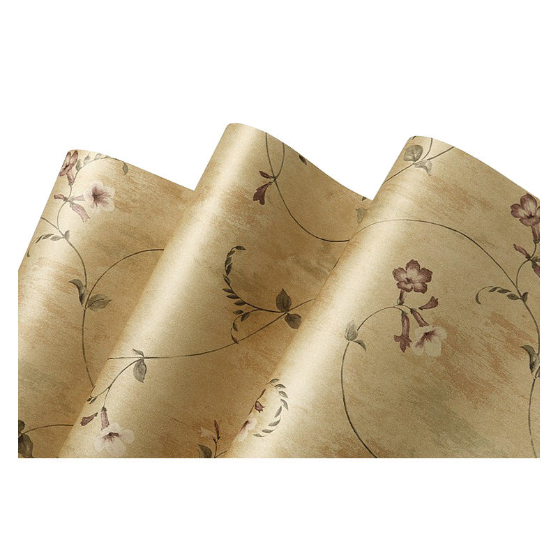 Taupe Tiny Flower and Branch Wallpaper Stain-Resistant Non-Pasted Wall Covering, 57.1 sq ft.