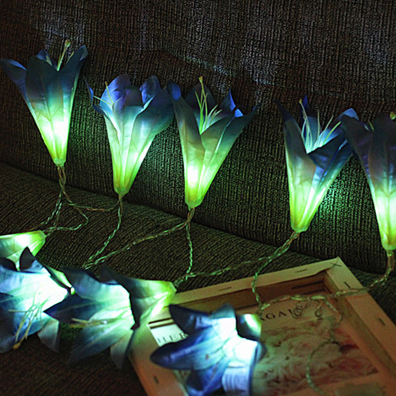 Lily Fabric String Light Ideas Countryside 3M 20 Heads Blue/Pink/White LED Fiesta Lighting for Indoor