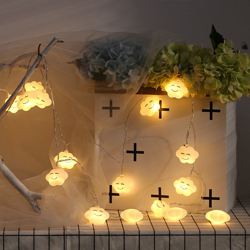 20/40 Heads Lighting String Contemporary White String Light Ideas with Cloud Plastic Shade, 13.1/19.6 Ft