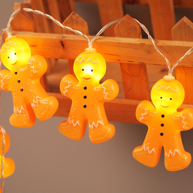 Plastic Biscuit Man Light String Modern 20/40-Bulb Orange Battery Powered Starry Fairy Lamp, 8.2/16.4 Ft