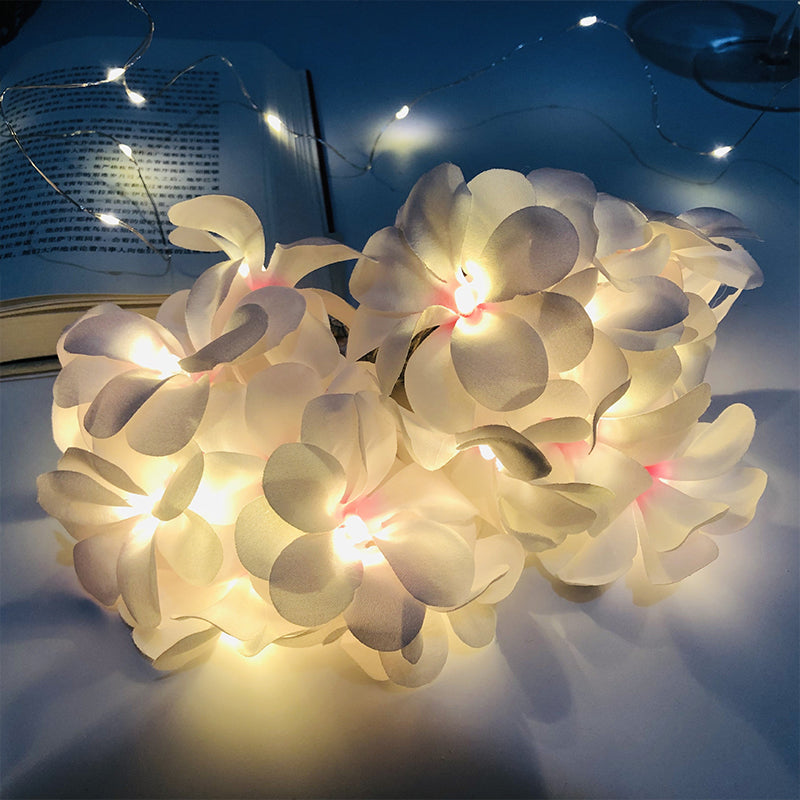 Floral LED String Light Modern Fabric 20 Heads Bedroom USB Powered Fiesta Lamp in Pink/Yellow, 9.8 Ft Long